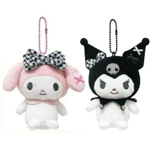 Sanrio Kuromi / My Melody Gingham Check Series Plush Mascot Bag Charm