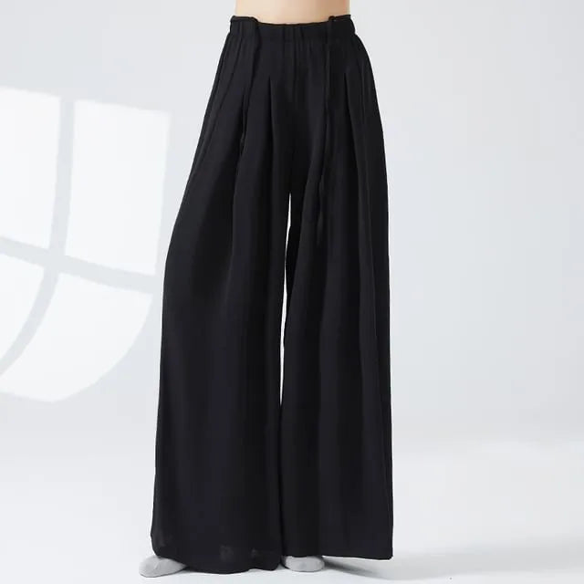 High Waist Plain Wide Leg Dance Pants