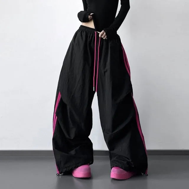 Drawstring Waist Striped Baggy Pants (Various Designs)