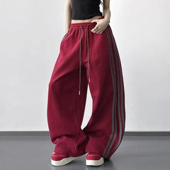 Drawstring Waist Striped Baggy Pants