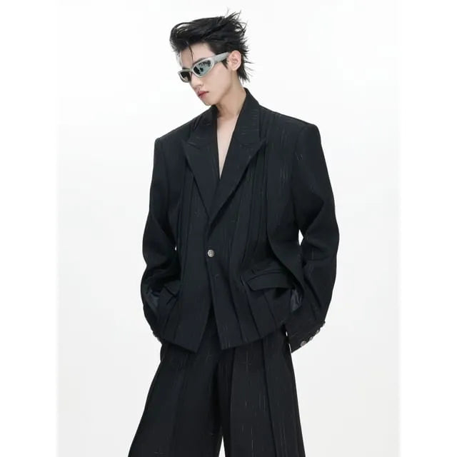 Details Pleated Blazer / Flared Dress Pants