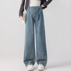 Maternity Drawstring Waist Washed Baggy Jeans