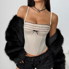 Lace Panel Crop Corset Top