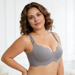 [90B - 100E] Plus Size Scallop Trim Plain Bra