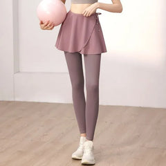 High Waist Plain Mini Wrap Skirt / Yoga Shorts / Yoga Leggings / Set
