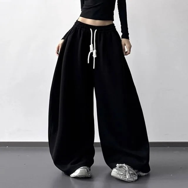 Drawstring Waist Plain Baggy Sweatpants