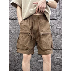 Drawstring Waist Plain Cargo Shorts