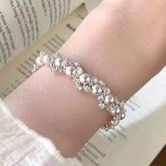 Faux Pearl Rhinestone Alloy Bracelet