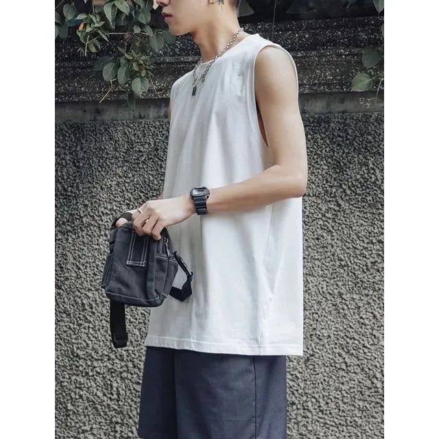Crew Neck Plain Tank Top