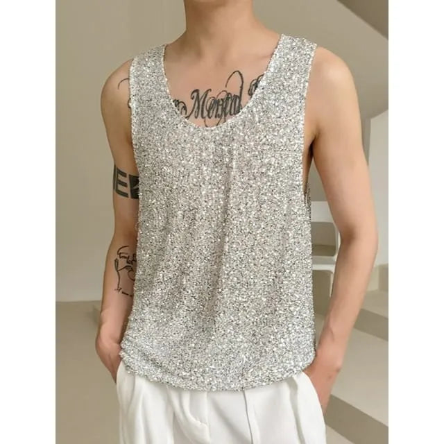 Scoop Neck Sequin Tank Top