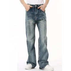 Mid Rise Washed Flared Jeans