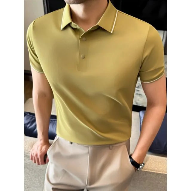 Short-Sleeve Contrast Trim Polo Shirt