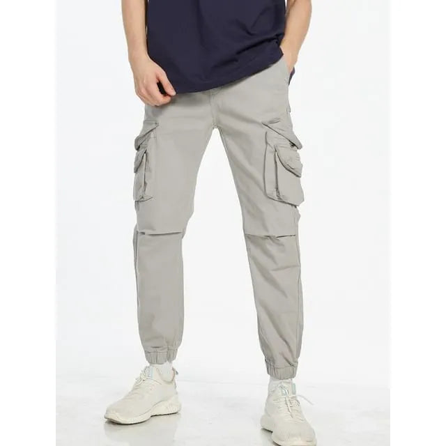 Mid Rise Plain Slim Fit Cargo Pants