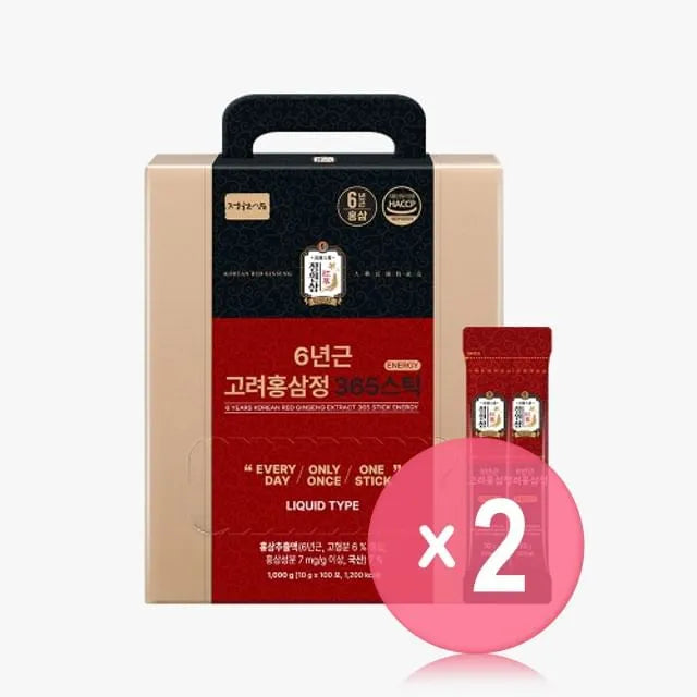 6 Years Korean Red Ginseng Extract 365 Stick Energy 2pcs Bundle Set