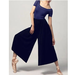 High Waist Plain Cropped Wide Leg Dance Pants