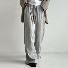 Elastic-Waist Drawstring Plain Shift Sweatpants