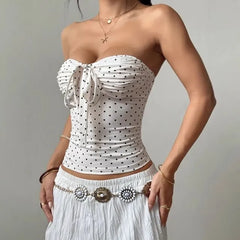 Drawstring Polka Dot Tube Top