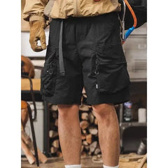 Mid Rise Plain Wide Leg Cargo Shorts