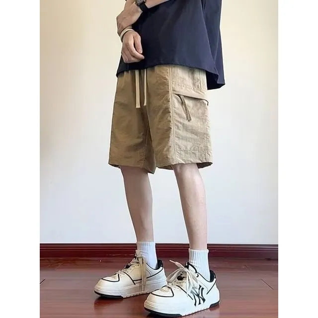 Plain Drawstring Cargo Shorts