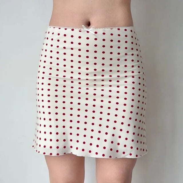 Mid Waist Dotted Mini Pencil Skirt