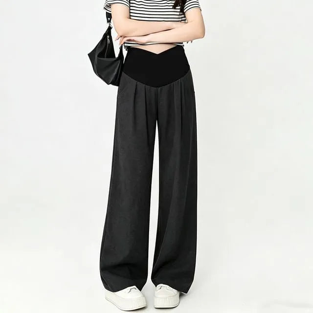 Maternity High Waist Plain Wide Leg Pants