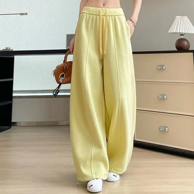 Drawstring Waist Plain Baggy Sweatpants