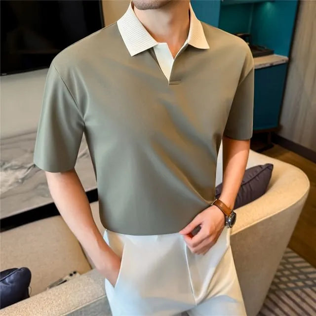 Short-Sleeve Two Tone Polo Shirt