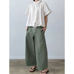 Drawstring Waist Loose-Fit Pants