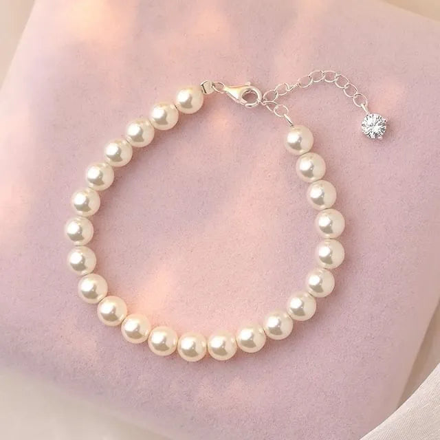 999 Silver Faux Pearl Bracelet
