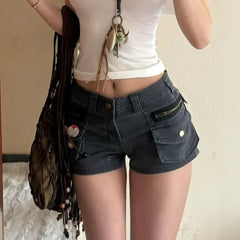 Low Waist Denim Hot Pants