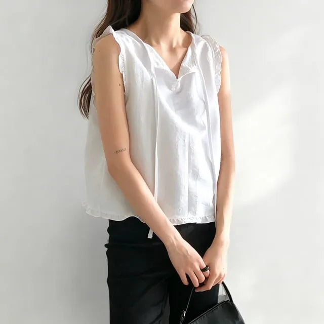 Reversible Ruffle-Hem Sleeveless Top
