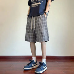Drawstring Waist Plaid Shorts