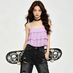 Plain Tiered Flowy Camisole Top