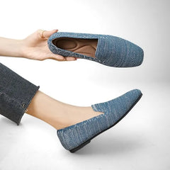 Square Toe Knit Flats