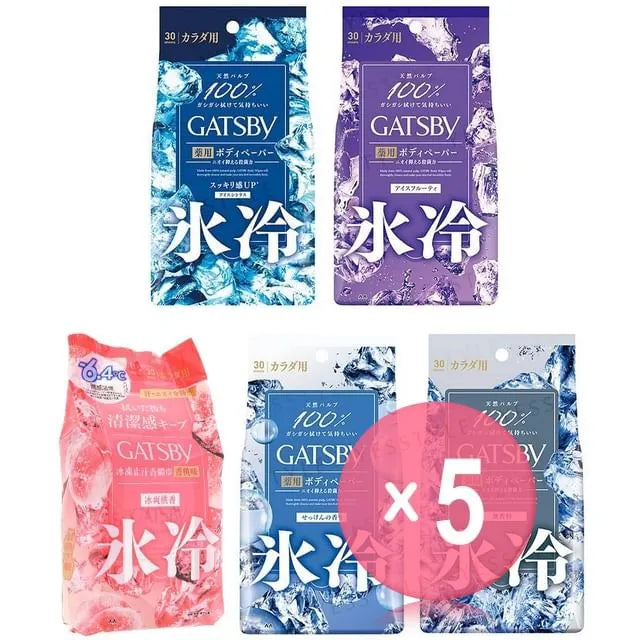 Gatsby Ice Type Deodorant Body Wipes 5pcs Bundle Set