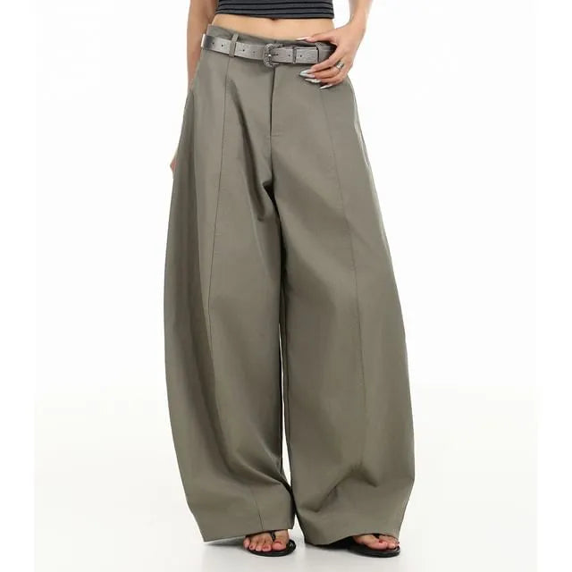 Low Rise Plain Baggy Pants