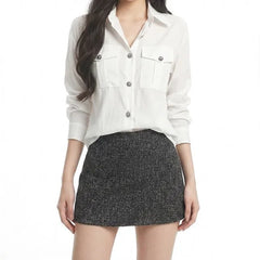 Long-Sleeve Pocketed Plain Shirt