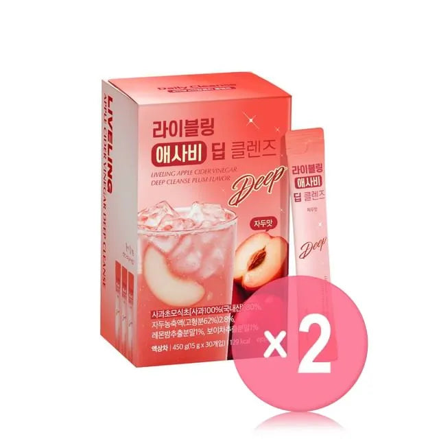 LIVELING Apple Cider Vinegar Deep Cleanse Plum Flavor 2pcs Bundle Set