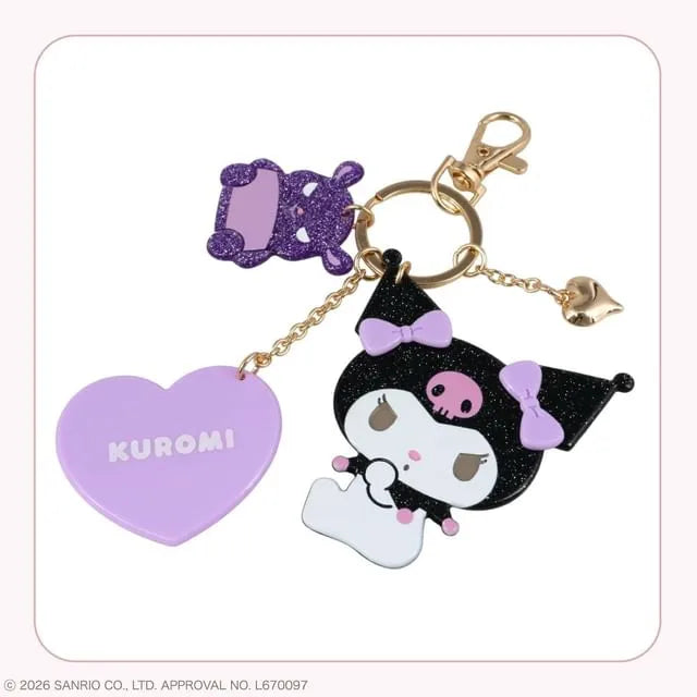 Sanrio Characters Glitter Mirror Bag Charm Kuromi