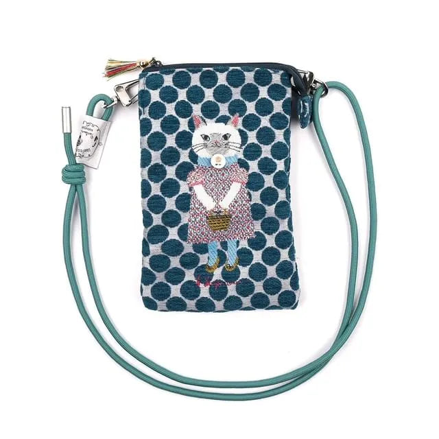 Parlor Suzurando Cat Jacquard Mini Crossbody Bag Blue