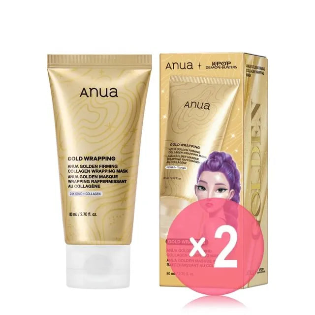 Kpop Demon Hunters Golden Firming Collagen Wrapping Mask 2pcs Bundle Set