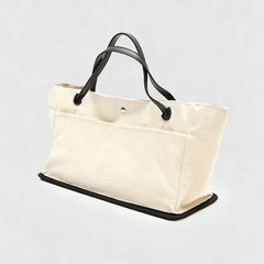 Snap Buttoned Canvas Plain Tote Bag