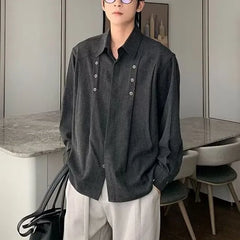 Long-Sleeve Buttoned Accent Plain Shirt
