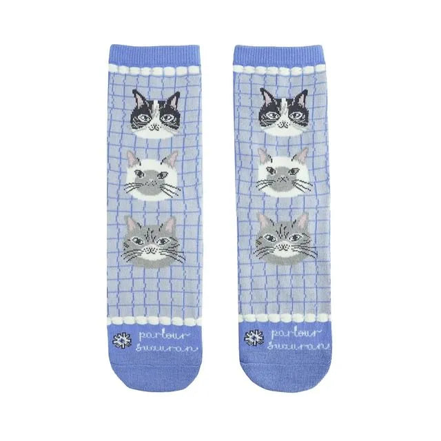 Parlor Land Cat Print Socks Blue