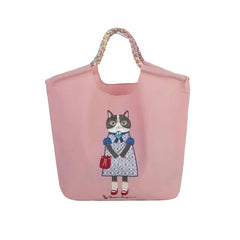 Parlor Suzurando Water Repellent Cat Embroidery Tote Bag M Size Pink