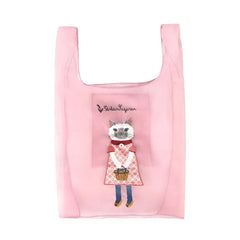 Parlor Suzurando Cat Chiffon Fabric Shopping Bag Pink