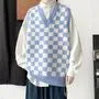 V-Neck Checkerboard Sweater Vest