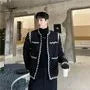 Contrast Trim Open Front Jacket