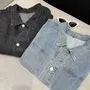 Collared Washed Denim Button Jacket