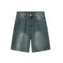 Mid Rise Washed Denim Shorts